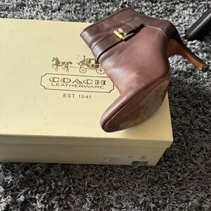 Coach Women's Brown Leather Heeled Boots